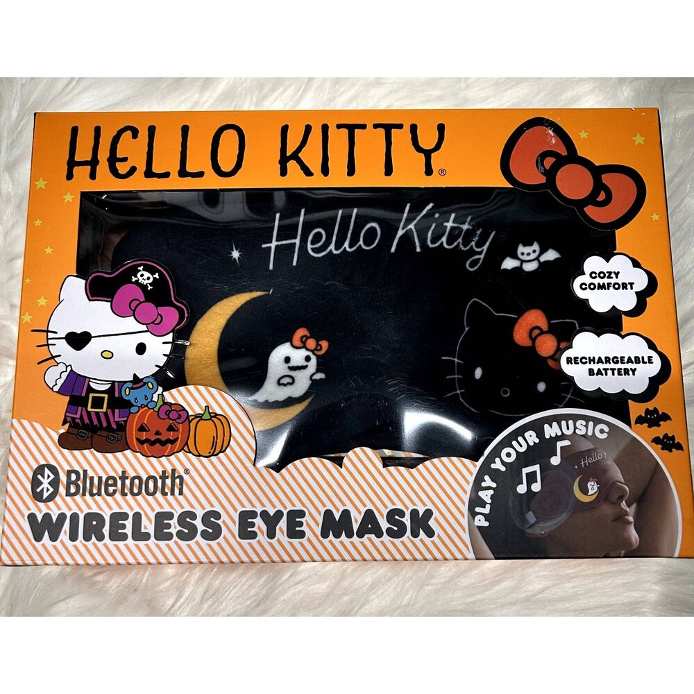 Hello Kitty HALLOWEEN Bluetooth Eyemask, stream music, USB rechargeable. Black